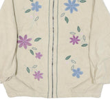 ALFRED DUNNER Womens Cream Jacket S Polyester Blend Floral Zip Front