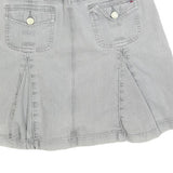 TOMMY HILFIGER Womens Grey Mini Cotton Blend Flare Skirt S Denim Casual