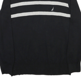 NAUTICA Mens Black & Grey Plain Cotton Crew Neck Jumper L Casual Classic Knit