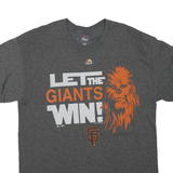 MAJESTIC Mens Grey Let The Giants Win Graphic T-Shirt L Short Sleeve Crew Neck