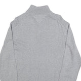 TOMMY HILFIGER Mens Grey Patterned Jumper Button Neck Basic Knit L Cotton Blend