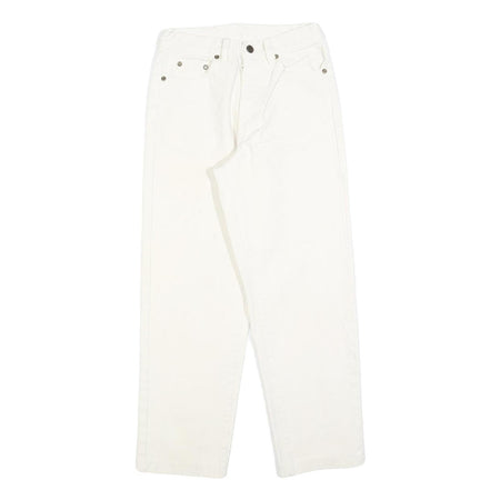 RIFLE Girls White Regular Fit Straight Denim Jeans W24 L26 Cotton Blend Zip