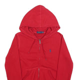POLO RALPH LAUREN Mens Red Full Zip Hoodie S Classic Logo Cotton Blend