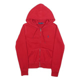 POLO RALPH LAUREN Mens Red Full Zip Hoodie S Classic Logo Cotton Blend