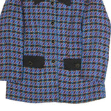 YEANG CHANG Womens Blue Black Button Jacket S Polyester Blend Houndstooth