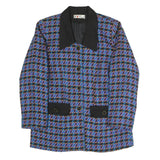 YEANG CHANG Womens Blue Black Button Jacket S Polyester Blend Houndstooth