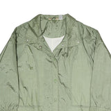 Womens Green Lightweight Button Polyester Blend Casual Jacket L Plain Relaxed
