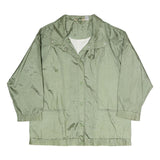 Womens Green Lightweight Button Polyester Blend Casual Jacket L Plain Relaxed