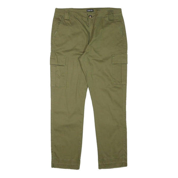 CHICOREE Womens Cotton Blend Slim Fit Olive Cargo Trousers W32 L27 Casual