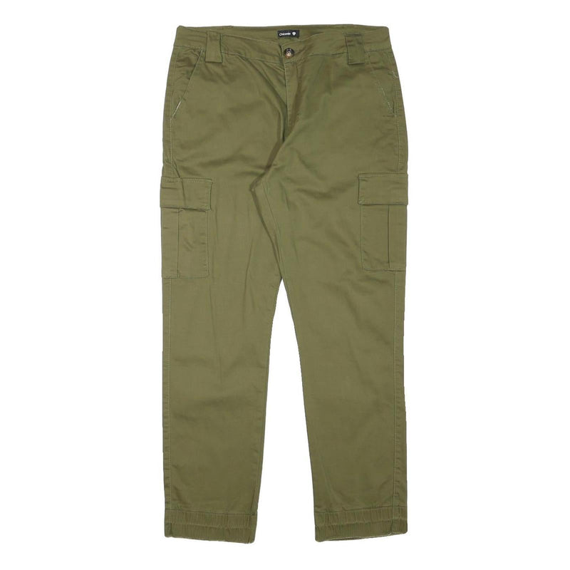 CHICOREE Womens Cotton Blend Slim Fit Olive Cargo Trousers W32 L27 Casual