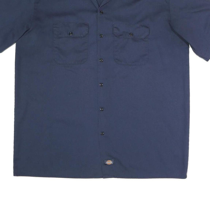 DICKIES Mens Blue Work Shirt XL Cotton Blend Button Pocket Casual