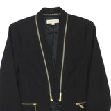 MICHAEL KORS Womens Black Slim Jacket XS Polyester Blend Plain Gold Zip