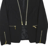 MICHAEL KORS Womens Black Slim Jacket XS Polyester Blend Plain Gold Zip