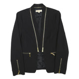 MICHAEL KORS Womens Black Slim Jacket XS Polyester Blend Plain Gold Zip