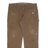DICKIES Mens Relaxed Brown Cotton Blend Workwear Trousers W40 L32 Durable Fit