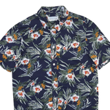 PIER ONE Mens Navy Blue Floral Print Shirt M Short Sleeve Summer Casual