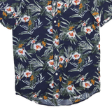 PIER ONE Mens Navy Blue Floral Print Shirt M Short Sleeve Summer Casual