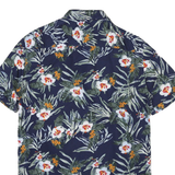 PIER ONE Mens Navy Blue Floral Print Shirt M Short Sleeve Summer Casual
