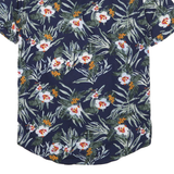 PIER ONE Mens Navy Blue Floral Print Shirt M Short Sleeve Summer Casual