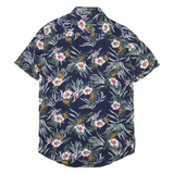 PIER ONE Mens Navy Blue Floral Print Shirt M Short Sleeve Summer Casual