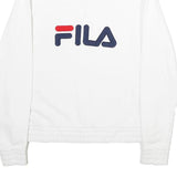 FILA Mens White 1/4 Zip M Cotton Blend Sweatshirt Pullover Logo