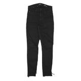 7 FOR ALL MANKIND Womens Jeans Black Slim Skinny Denim Raw W24 L27 Zip Pocket