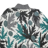 KENETH TOO! Womens Grey & Teal Patterned Jumper Round Neck Basic Knit M Casual