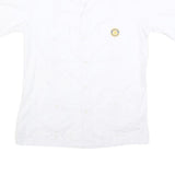 GUAYABERA Mens White Short Sleeve Cotton Blend Shirt M Classic Formal Guayabera