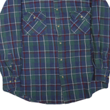 NORTH CREST Mens Blue Green Check Shirt L Cotton Blend Casual Button Front