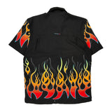Flames Point Zero Short Sleeve Shirt - Medium Black Cotton