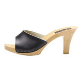 Peep Toe Heels Black Leather Womens UK 3