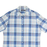 NAUTICA Mens Blue Check Shirt L Cotton Short Sleeve Casual Summer