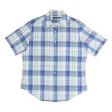NAUTICA Mens Blue Check Shirt L Cotton Short Sleeve Casual Summer