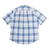 NAUTICA Mens Blue Check Shirt L Cotton Short Sleeve Casual Summer
