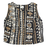 CANDA Womens Black & Brown Printed Sleeveless Round Neck Top L Stylish