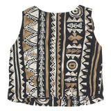 CANDA Womens Black & Brown Printed Sleeveless Round Neck Top L Stylish