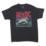 THE VINYL ICONS Mens Black AC/DC Rock N Roll Train Graphic T-Shirt M Crew Neck