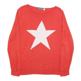 MINT VELVET Womens Red Plain Jumper Crew Neck Basic Knit UK 18 Cotton Casual