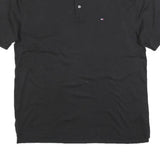 TOMMY HILFIGER Mens Black Short Sleeve Plain 2XL Polo Shirt Cotton Blend Casual