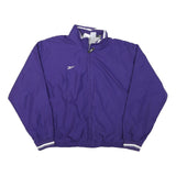 REEBOK Mens Purple & White Track Jacket L Polyester Blend Plain Zip Athletic