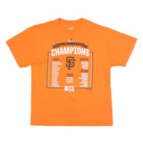 MAJESTIC Mens Orange National League Champions Graphic T-Shirt L Short Sleeve