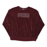PUMA Mens Maroon Crew Neck Sweatshirt M Velvet Soft Casual Pullover