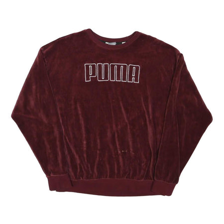 PUMA Mens Maroon Crew Neck Sweatshirt M Velvet Soft Casual Pullover
