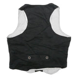ROXY Womens Black Button Cotton Waistcoat XL Plain Casual Stylish Vest