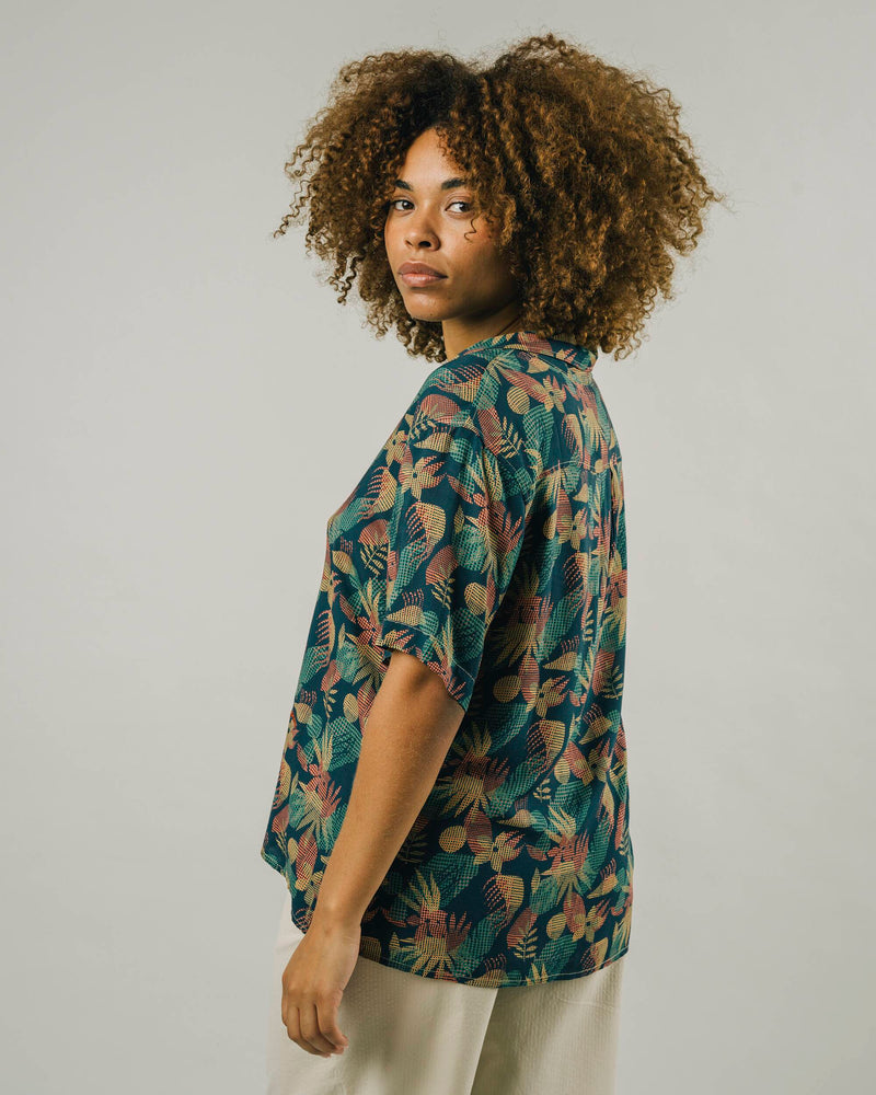 Flower Vichy Aloha Blouse Navy