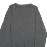 TOMMY HILFIGER Mens Grey Plain V-Neck Basic Knit Jumper L Cotton Classic Casual