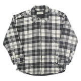 TRAIL'S END Mens Black & White Plaid Zip Jacket L Polyester Casual Checked