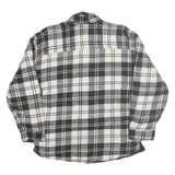 TRAIL'S END Mens Black & White Plaid Zip Jacket L Polyester Casual Checked