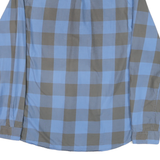 QUIKSILVER Mens Blue & Brown Check Shirt L Classic Cotton Blend Long Sleeve