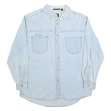 WRANGLER Mens Light Blue Denim Shirt L Button Cotton Casual Western Style